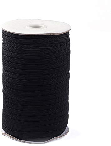 Bestewelry 100 Yards 12mm Black Elastic Cord Flat Braided Elastic Band Heavy Stretch Knit Elastic with Spool for Clothes Sewing Craft Making