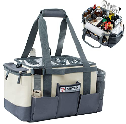 FRECOLSH Großer Grill-Caddy-BBQ/Heckklappen-Zubehör, BBQ/Camping Caddy – Blackstone Grill Gewürz-Halter, Campingausrüstung, Grilltasche, Camper Must Have Tasche – Grillgeschenke für Männer, Vatertag