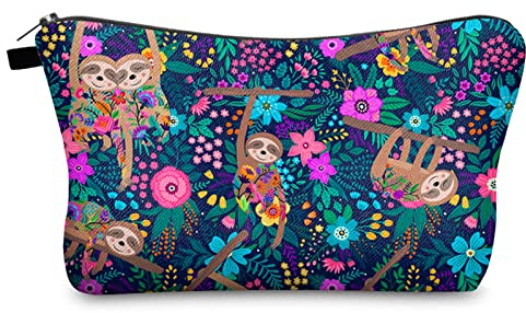 DKDDSSS Trousses à Maquillage, Trousse de Cosmétique, Voyage Pochette de Maquillage, Toilette Organisateur, pour Hommes et Femmes(Motif de Paresseux) Multicolor