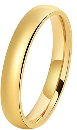 Epinki Eheringe Nordisch, Edelstahl Ringe 4MM Klassiker Poliert Trauringe Männer, Verlobungsring für Sie und Ihn Gold Gr.60 (19.1)