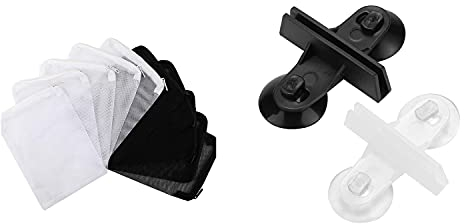 Pavewood 40 Pcs Aquarium Filter Bags Media Mesh Filter Bags with 40 Pcs Divider Aquarium Suction Cup Holders for Fish Tanks