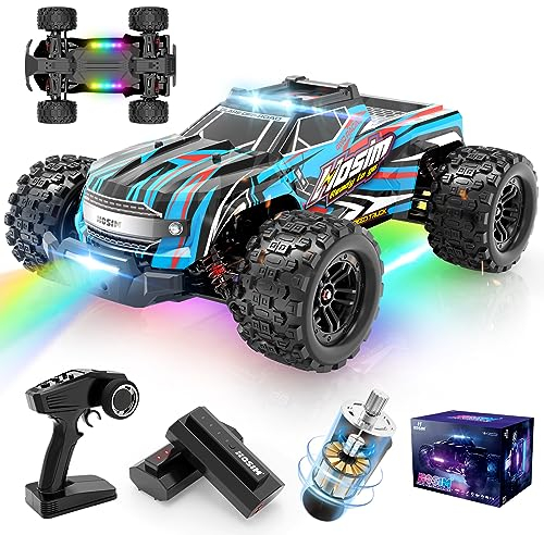 Hosim 1:14 Ferngesteuertes Auto mit Farbiger Lichter, RC Offroad LKW 40+ km/h, 4WD Spielzeugauto für Kinder und Erwachsene (Blau)