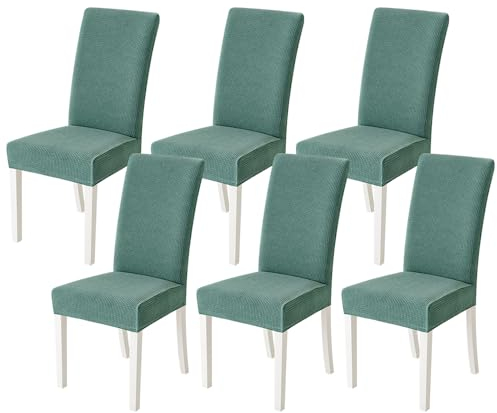 MIULEE Stuhlhussen 6er Set Stretch Stuhlhussen für Esszimmerstühle, Stühle Abnehmbarer Waschbarer Stuhlbezug für Hotel, Bankett, Küche, Restaurant, Haus, Hochzeit, Party Hellgrün