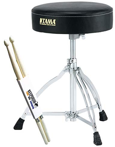 Tama HT-130 Drumocker Drum Throne - Sedile per batteristi, 1 paio di bacchette keepdrum