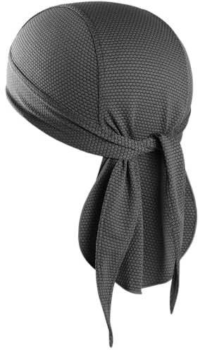 WTACTFUL Turban für Herren – Sports Bandana Cap Kopftuch Herren Damen, Sommermütze Radmütze Fahrradmütze Unter Helm Fahrrad Mütze Kopfbedeckung Grau