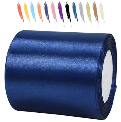Navyblau 100mm Satinband 23 Meter, Polyesterband, verschönern Sie Ihre Bastelarbeiten und Feiern, ideal für Geschenkverpackungen, Dekorationen, Hochzeitsautoband, Bänder zum Basteln