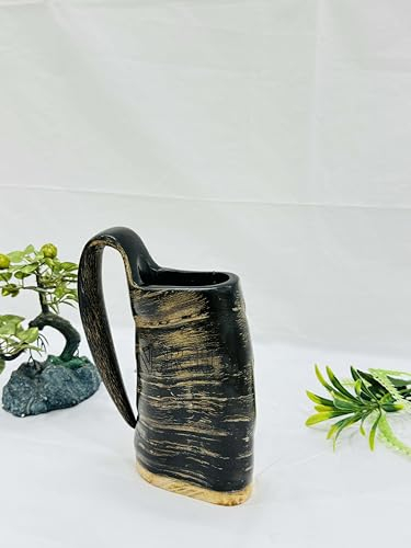 Nautical Replica Hub Mug en corne de buffle Viking - Chope en corne de buffle noire - Cadeau de fête des mères, UK9174