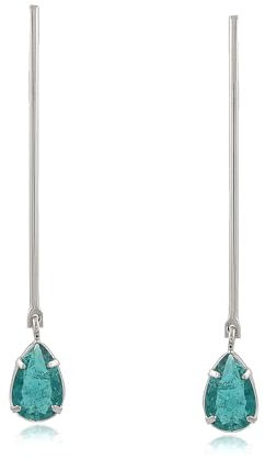 MALU MAIESE - Pendientes Largos Pia, Pendientes Mujer, Pendientes Largos, Pendientes Cristal Turquesa, Pendientes Maxi Pia, Joyas para Mujeres, Pendientes Versátiles y Atemporales (Oro Blanco 18k)