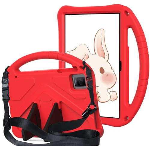 Funda protectora compatible con TCL Tab 10 Gen 2 de 10.36 pulgadas (2023), funda ligera, asa y correa, funda de protección a prueba de golpes compatible con TCL Tab 10 Gen2 (rojo)