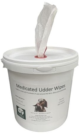 GN LTD Dairy Wipes 800 Sheets Bucket – Antibacterial Teat Cleaning Wipes with Cetrimide & Chlorhexidine – Moisturised, Unperfumed, Gentle Emollient Formula – Dairy Hygiene Teat Wipes