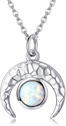DAYLINLOVE Mondsichel Halskette S925 Sterling Silber Mond Anhänger Opal Schmuck Geschenke für Frauen Mädchen Mom Damen