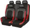 MaKeMoney 9 Stück Auto Sitzbezüge FüR Kia Ceed SW(JD)/Proceed(JD) GT Line (JD) 2000-2023 2024, Leder Sitzschoner Schonbezug Wasserdichter Sitzbezug-Sets Zubehör, E/Black Red