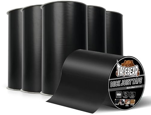 TAPEBEAR Nastro Butilico 200mm x 5m, Nastro sigillante Impermeabile per Legno Anti-corrosione, Autoadesivo Nastro di Busile Nastro Bituminoso per Travi in Legno, Riparazione Tetto, RV, Tubi, 6 Rotoli