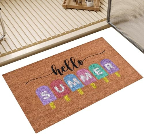 Summer Welcome Mat - Summer Decorative Door Rug, Reusable Hello Summer Door Mat | Anti Slip Water Absorbing Summer Decorative Door Rug, Tear Resistant Home Bathroom Kitchen Doormat for Home Entrance