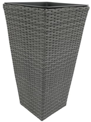 CB Home & Style Pflanztopf Rattan Grau Pflanzkübel Pflanzengefäß Blumentopf Blumenkübel Kunststoff (35x35x70cm)