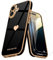 Teageo for iPhone 16 Plus Case with 2 Screen Protector Heart Pattern for Women Girls Luxury Bling Plating Soft TPU Anti-Scratch Shockproof Bumper Phone Case for iPhone 16 Plus, Black
