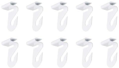QUARKZMAN 10 Paire Gouttes Plafond Crochets 1 W Métal Barre T Rail Clip Suspendu Gouttes Plafond Tuiles Plafond Crochets pour Suspendre Plantes & Décorations, Blanc