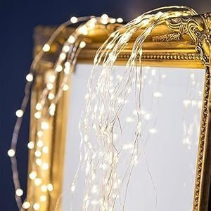 Forhome Lichterbündel 1M 200 LED,LED Lichterschweif 8 Lichtmodi Wasserfall Lichterkette mit Fernbedienung, Timer, Wasserdichte Lichterstrang für Weihnachten Balkon Garten Gießkanne- Warmweiß