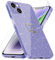Cover Compatibile con iPhone 14, con 3 Pezzi Vetro Temperato Pellicola Protettiva, Glitter e Antimpronta Custodia, Antigraffio e Morbido Caso - Viola