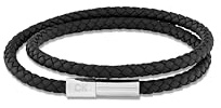 Calvin Klein Armband für Herren Kollektion INDUSTRIAL FACETS mit Schwarzem Geflochtenem Leder in Doppelschlaufe - 35100042