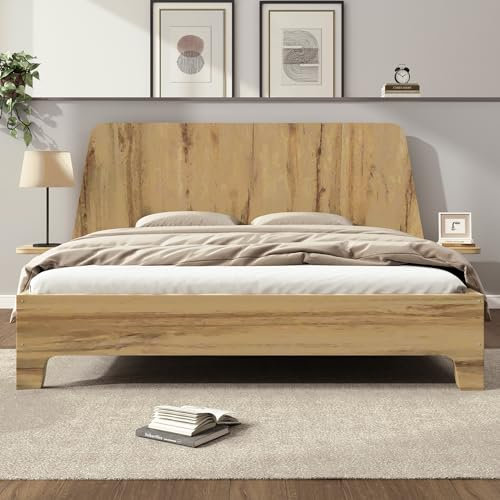 I0I&I0I Massivholzbett Eiche, Doppelbett mit Stauraum-Kopfteil, Lattenrost, Hochwertiges Holz, Stabil, Langlebig, Leicht zu Montieren, Modernes Design, Ohne Matratze (Eiche, 140×200 cm)