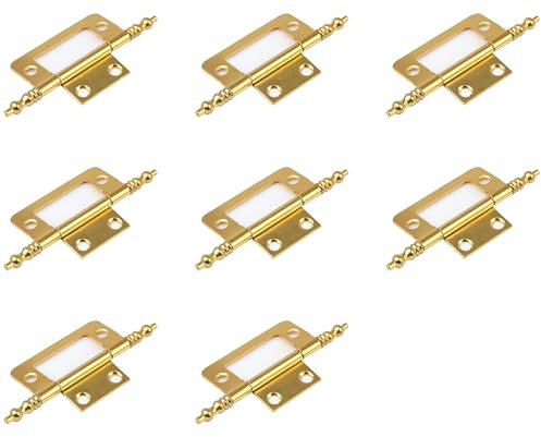 8PCS Stainless Steel Flush Hinges Gold 2 Inch,Door Hinges for Drawer Cabinet