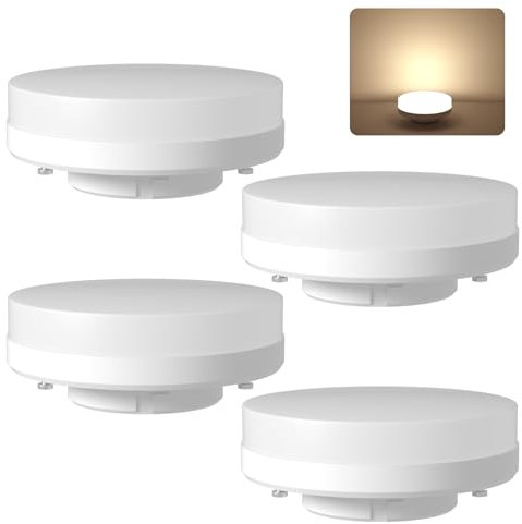 HCFEI GX53 LED Leuchtmittel 10W 230V warmweiß 2700K Deckenleuchte Unterbauleuchte Blinkfrei Strahler (4 Stück (1er Pack))