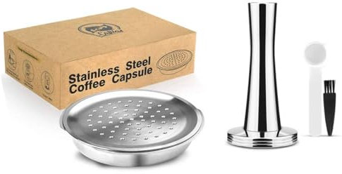 i Cafilas Capsule de café rechargeable, en acier inoxydable, à remplir, compatible avec Philips Senseo, capsules de recharge réutilisables pour machines Philips Senseo (capsule de café + tampon)