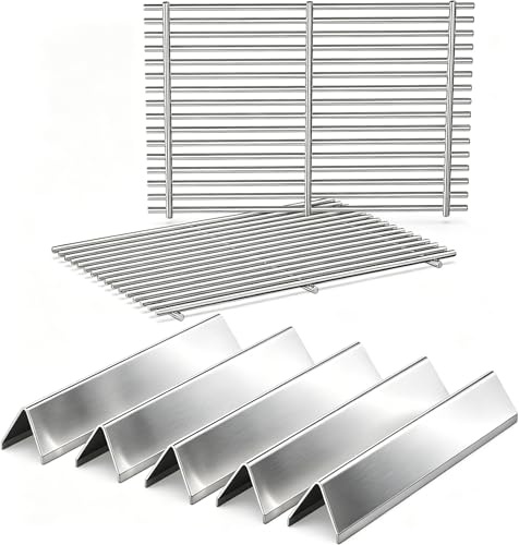 QuliMetal 44,5 cm Grillroste und 38,9 cm Aromaschienen für Weber Spirit 300 | und GS4 Spirit II 300, passend für Spirit E-310, E-315 mit Frontbedienung, Ersatz für Weber 7639, 7636