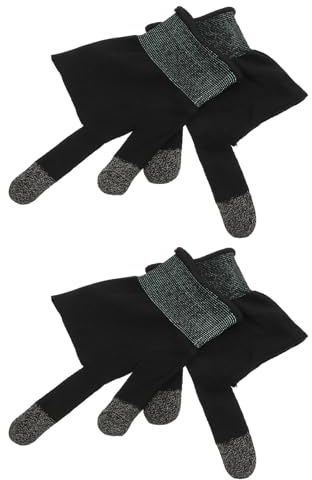 Hemobllo 2 Paar Dünne Atmungsaktive Spielhandschuhe aus Spandex mit Carbonfaser Fingerschutz Schweißabweisend für Touchscreen Spiele Zuhause