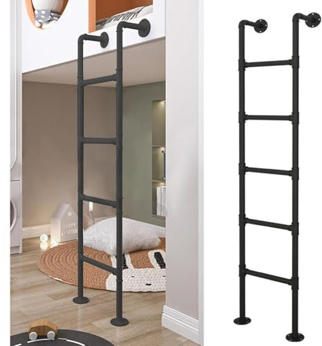 Scala per letto a castello interna nera da 4 piedi, 5 piedi, 6 piedi, 7 piedi, 8 piedi di altezza, scale a pioli per soffitta, scale di uscita in ferro battuto per soppalco, scale universali per letto