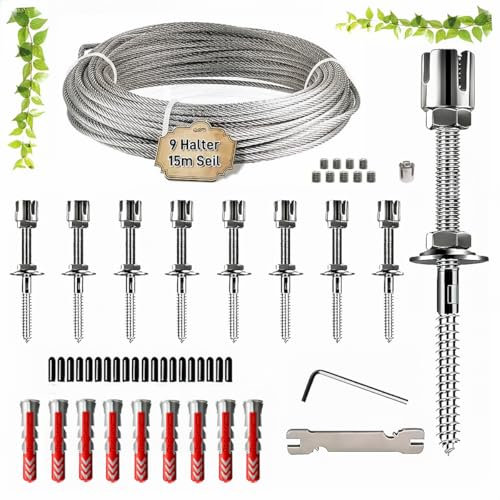 9 Stück Rankhilfe Wand Edelstahl Metall Halter Drahtseil Kletterhilfe Pflanzen Stütze