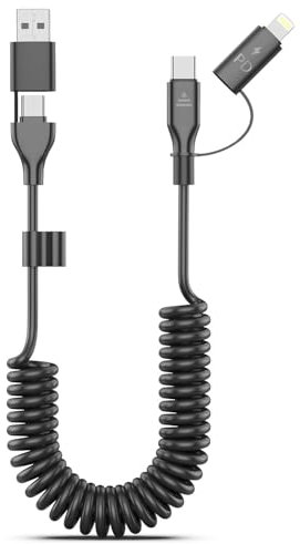 Coiled USB-C and Lightning surafce dock 12 in1 docking station