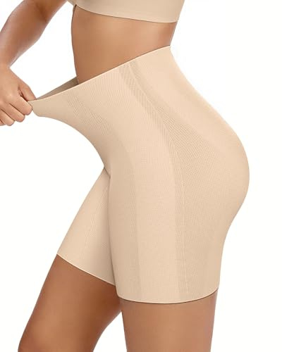 OEAK Tummy Control Shapewear for Women Seamless Girdle High Waisted Body Shaper Underwear Panty Smooth Under Dress Shapewear Nude Shorts M