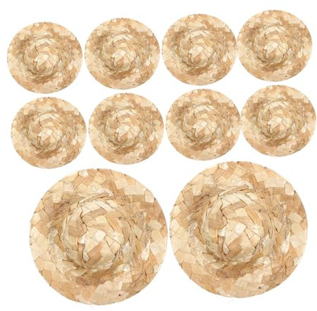 Toddmomy 12pcs Miniature Straw Hats for Dolls Woven Top Hat Decor for DIY Crafts Photo Props Lightweight Mini Doll Accessories