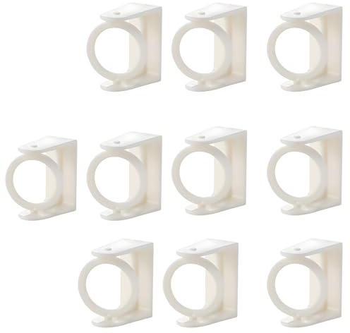 Tivleed Lot de 10 crochets adhésifs et supports de tringle à rideaux sans perçage, crochets de fixation murale robustes pour voilages, porte-serviettes, salle de bain, cuisine (anneau rotatif, sans