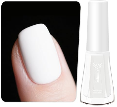 Aieenjor Matte White Nail Polish, 10 ml Shiny Quick-Drying Long-Lasting Matte White Nail Polish for DIY Nail Art Manicure