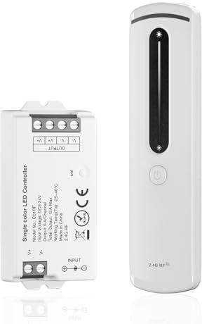 SEZO 2.4G RF Einfarbiger LED Controller RC07RF One-Zone Wireless Fernbedienung Gruppensteuerung Helligkeit Einstellbar für FCOB 3528 Einfarbiger LED-Streifen