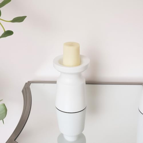 Melody Maison White Metal Round Pillar Candle Holder - 18cm