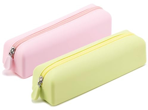 PIGIAOKA 2pcs Silicone Makeup Brush Holder Travel Cosmetic Brush Bag with Zipper, Waterproof and Portable, Cute Makeup Brush Case for Women Girls
