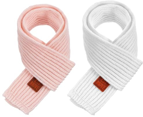 Abeillo 2 Pack Warm Kids Winter Knit Scarves Soft Knitted Neck Warmer Scarf Warm Scarves Wrap for Boys Girls