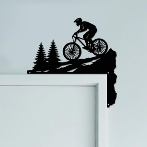 CUTHOLLOW Berg und Fahrrad Türrahmen Deko Metall Wanddeko | 25x25cm Türrahmen Schild, Tür Deko, Wanddeko Tür, Hängende Fensterdeko, Metall Dekoschild für Zuhause & Büro