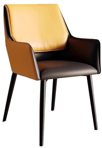 Moderne Esszimmerstühle aus gelbem Leder, gepolsterte Sessel mit gepolsterter Sitzfläche für Wohnzimmer, Schlafzimmer, Empfang – Stilvoller Komfort und Unterstützung