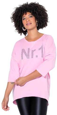 Angel of Style Damen große Größen Übergrößen Plus Size Longshirt, Oversized, No.1-Motiv aus Ziersteinchen rosa 46+ 848283809-46+