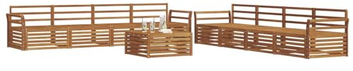 vidaXL Outdoor-Sofagarnitur 9 pcs Natur Massivholz Akazie, Moderne Lounge für draußen, Bequeme Gartenmöbel, Akazienholz-Sofa, wetterfeste Terrassen-Sitzgruppe
