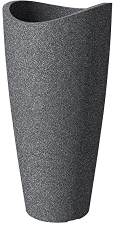Scheurich Wave Globe Slim, Hochgefäß aus Kunststoff, Schwarz-Granit, 39,5 cm Durchmesser, 80 cm hoch, 18 l Vol.