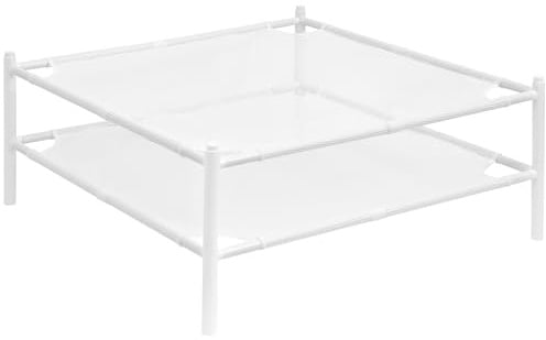 STORAGE MANIAC Pullover-Trockenständer, Netz-Wäscheständer, stapelbarer Wäscheständer, Flacher Trockner für Feinwäsche, tragbares Trockengestell für drinnen oder draußen, Weiß, 2er-Pack