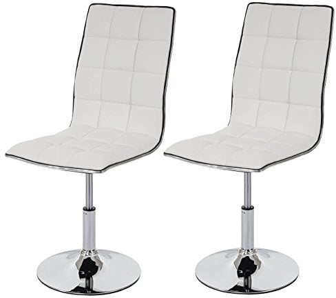 Mendler 2er-Set Esszimmerstuhl HWC-C41, Stuhl Küchenstuhl, höhenverstellbar drehbar, Kunstleder FSC®-Zertifiziert - weiß