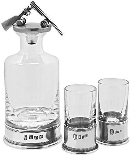 English Pewter Company Shotgun Hunting Shooting Design 180ml Mini Decanter Set [CSP34]