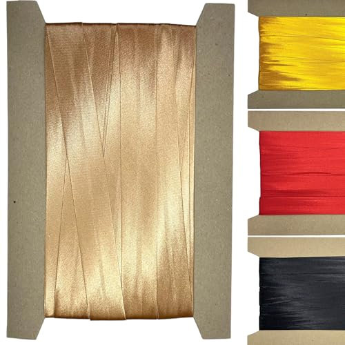 Roban Fashion 10m Satin Schrägband zum Nähen gefalzt 25mm breit Gold
